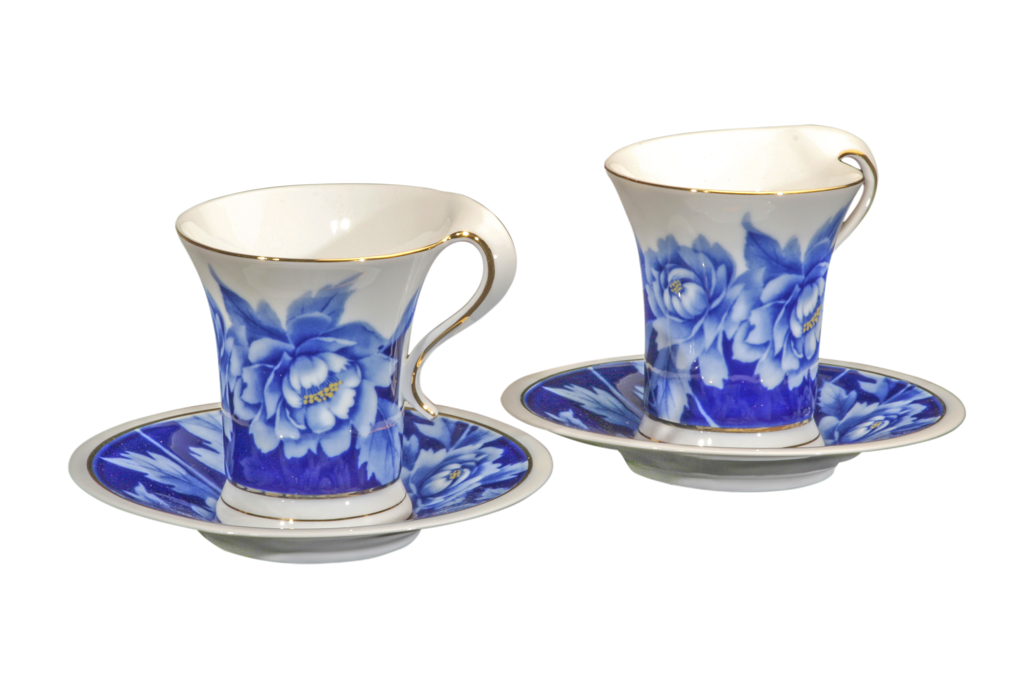 Blue Peony 2 Cup & Saucer Set - Click Image to Close